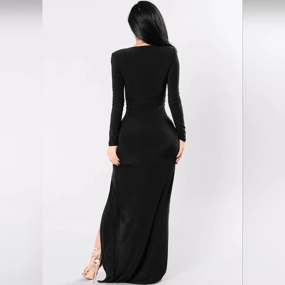 🥀🌻 Long Sleeve Thigh High Slit Dress - Picture 4 of 7